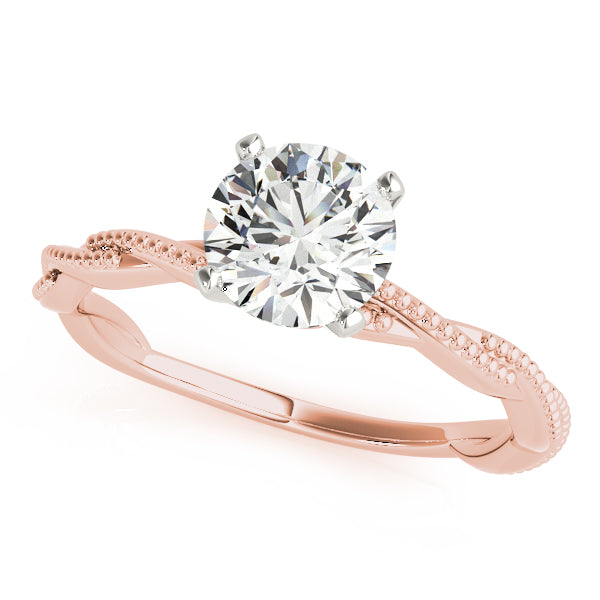 Round Solitaire Beaded Twist Engagement Ring - Michael E. Minden Diamond Jewelers