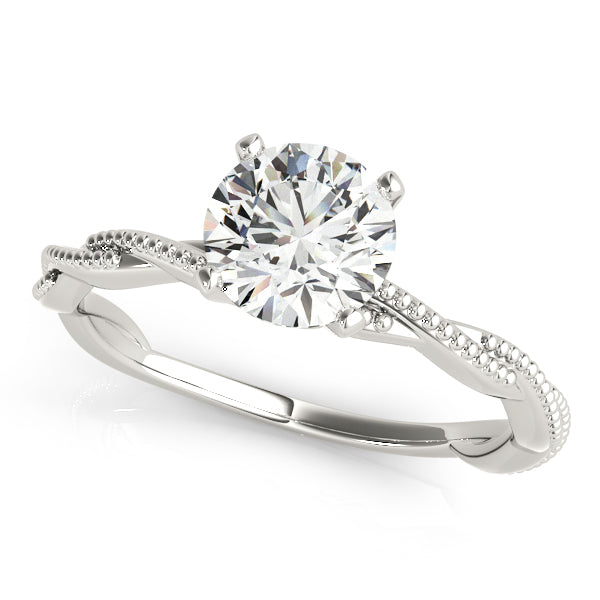 Round Solitaire Beaded Twist Engagement Ring - Michael E. Minden Diamond Jewelers