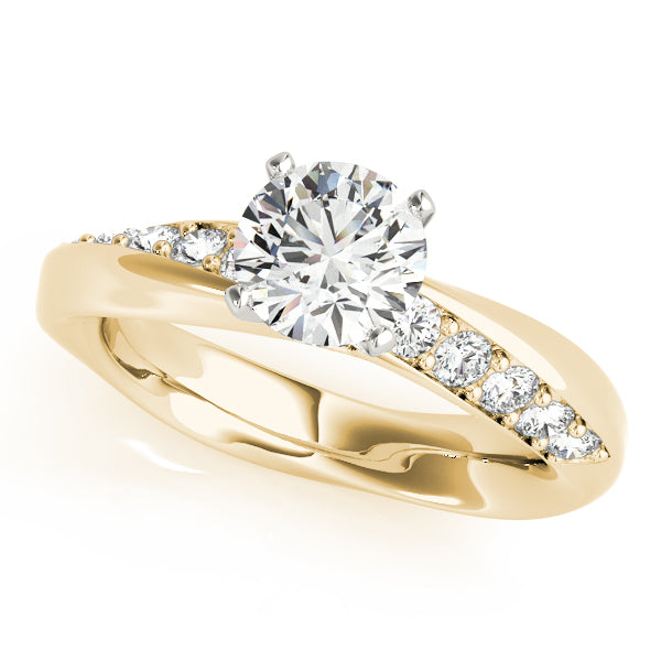Round Contemporary Bypass Pave Engagement Ring - Michael E. Minden Diamond Jewelers