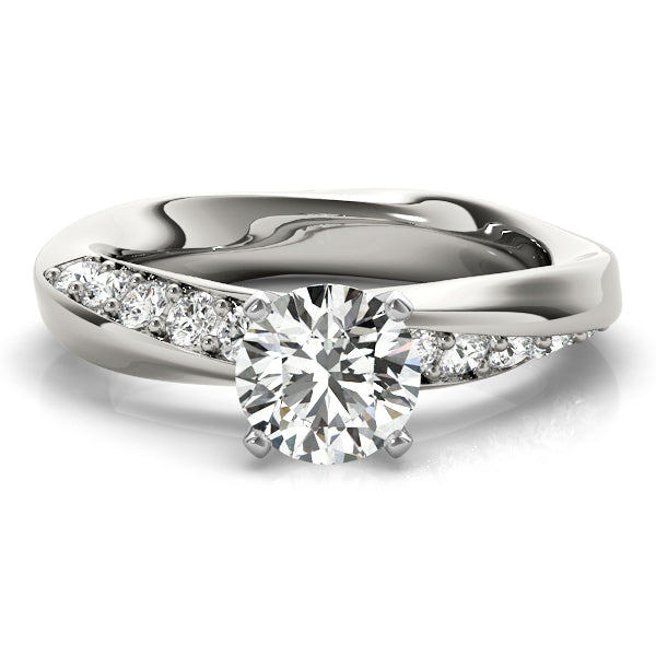 Round Contemporary Bypass Pave Engagement Ring - Michael E. Minden Diamond Jewelers
