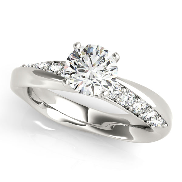 Round Contemporary Bypass Pave Engagement Ring - Michael E. Minden Diamond Jewelers