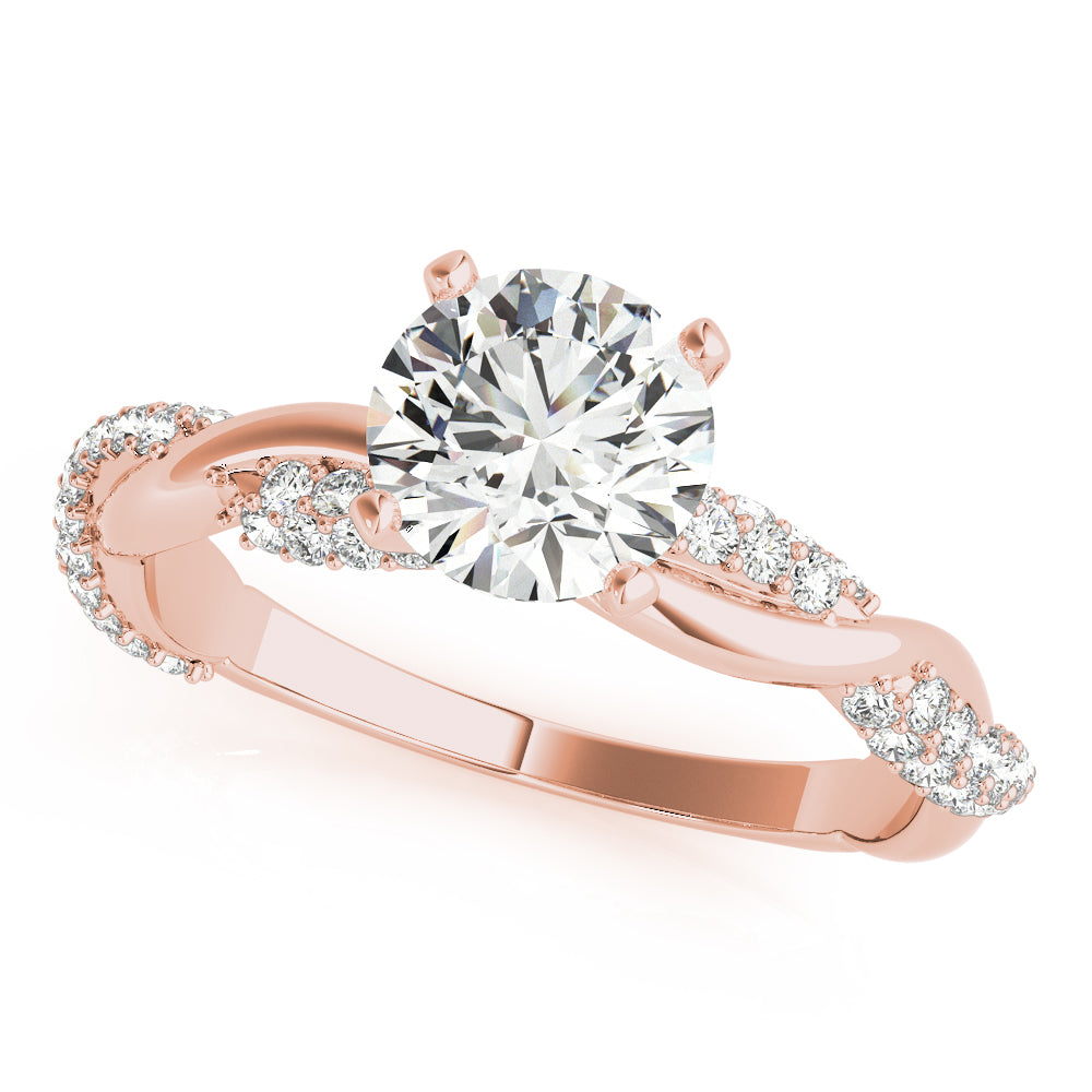 Round Double Diamond Row Twist Engagement Ring - Michael E. Minden Diamond Jewelers