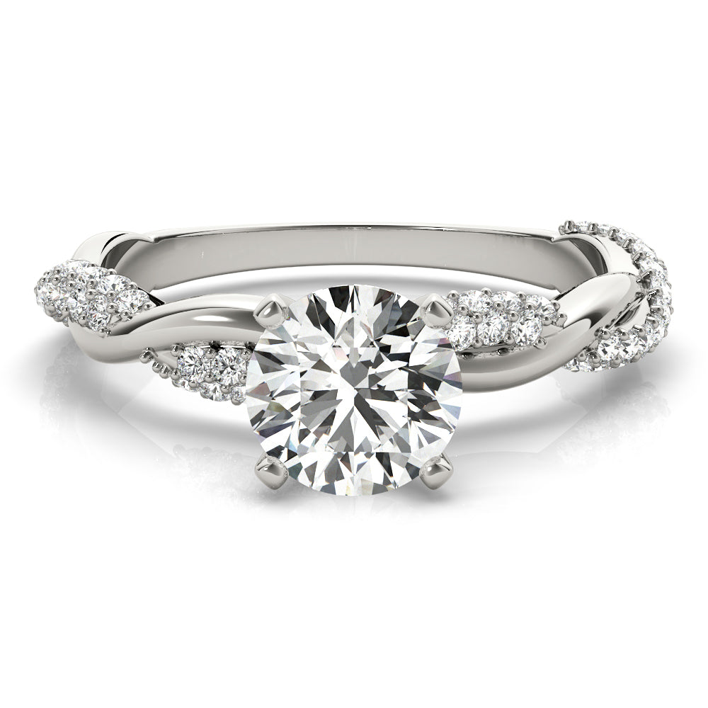 Round Double Diamond Row Twist Engagement Ring - Michael E. Minden Diamond Jewelers
