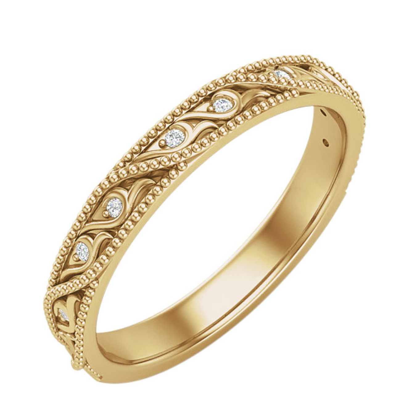 Swirl Milgrain Detail Wedding Ring - Michael E. Minden Diamond Jewelers