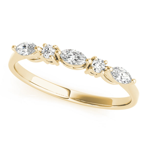Marquise and Round Prong-Set Wedding Ring - Michael E. Minden Diamond Jewelers