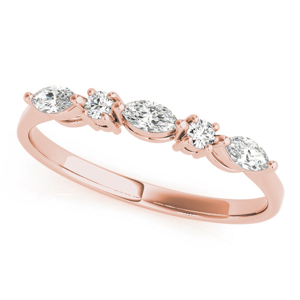 Marquise and Round Prong-Set Wedding Ring - Michael E. Minden Diamond Jewelers