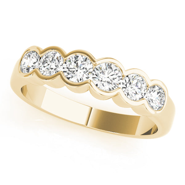 Six Stone Bezel-Set Wedding Ring - Michael E. Minden Diamond Jewelers