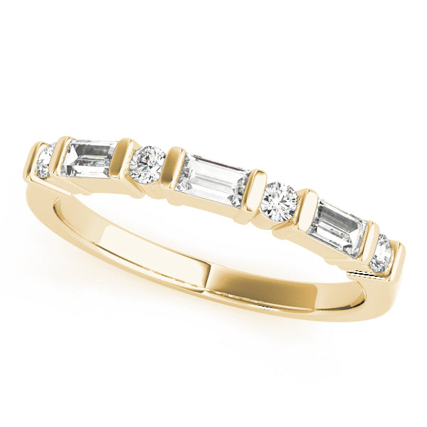 Baguette and Round Bar-Set Wedding Ring - Michael E. Minden Diamond Jewelers