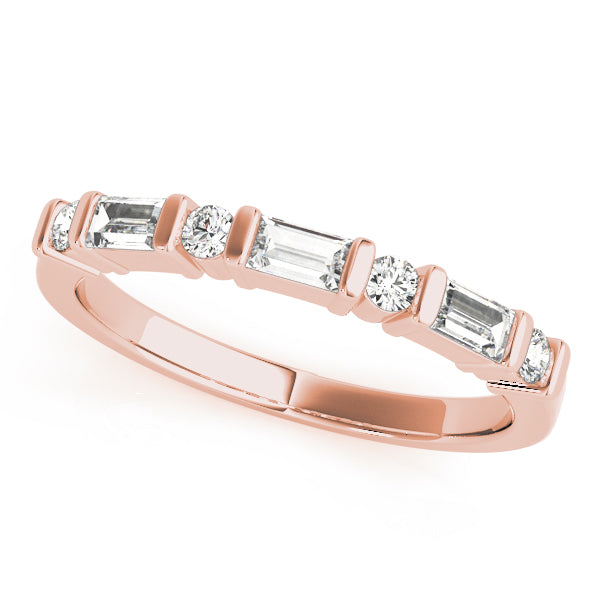 Baguette and Round Bar-Set Wedding Ring - Michael E. Minden Diamond Jewelers