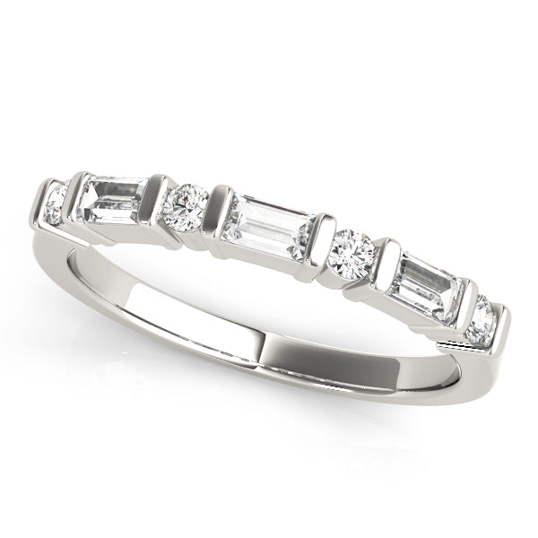 Baguette and Round Bar-Set Wedding Ring - Michael E. Minden Diamond Jewelers