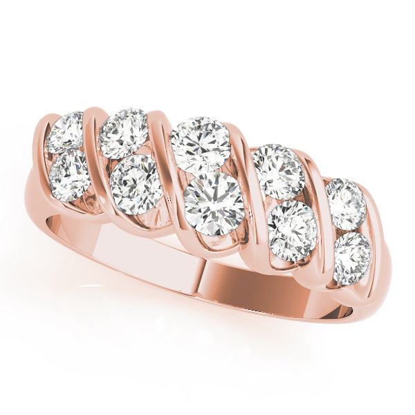 Double Stone Swirl Wedding Ring - Michael E. Minden Diamond Jewelers