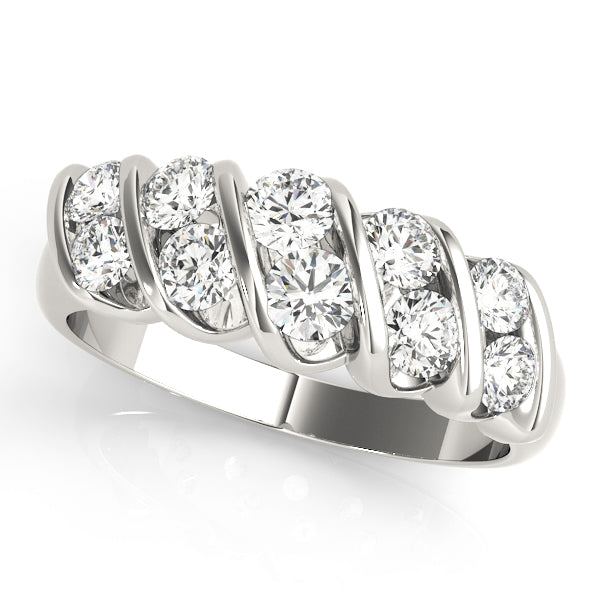 Double Stone Swirl Wedding Ring - Michael E. Minden Diamond Jewelers