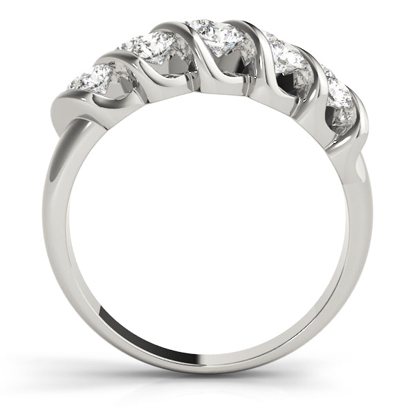 Double Stone Swirl Wedding Ring - Michael E. Minden Diamond Jewelers