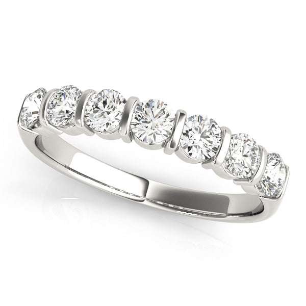 Curved Bar-Set Wedding Ring - Michael E. Minden Diamond Jewelers