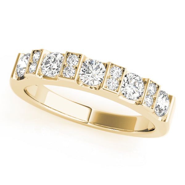 Rectangle and Round Retro Inspired Wedding Ring - Michael E. Minden Diamond Jewelers