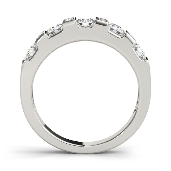 Rectangle and Round Retro Inspired Wedding Ring - Michael E. Minden Diamond Jewelers