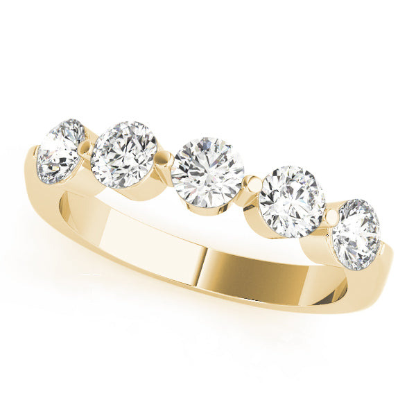 Five Stone Shared Prong-Set Wedding Ring - Michael E. Minden Diamond Jewelers