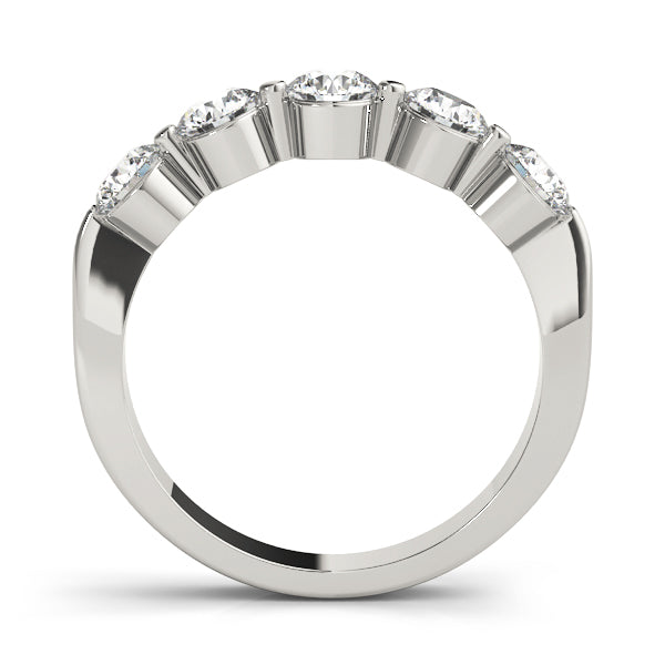 Five Stone Shared Prong-Set Wedding Ring - Michael E. Minden Diamond Jewelers