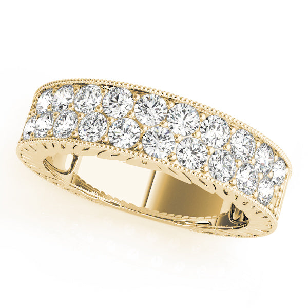 Double Row Milgrain Detailed Pave Wedding Ring - Michael E. Minden Diamond Jewelers