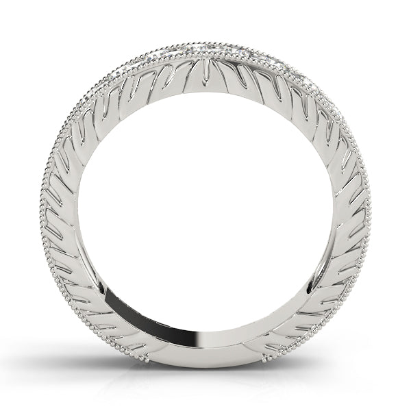 Double Row Milgrain Detailed Pave Wedding Ring - Michael E. Minden Diamond Jewelers
