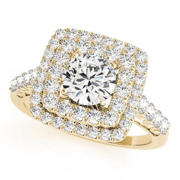 Round Cut Double Square Halo Engagement Ring - Michael E. Minden Diamond Jewelers