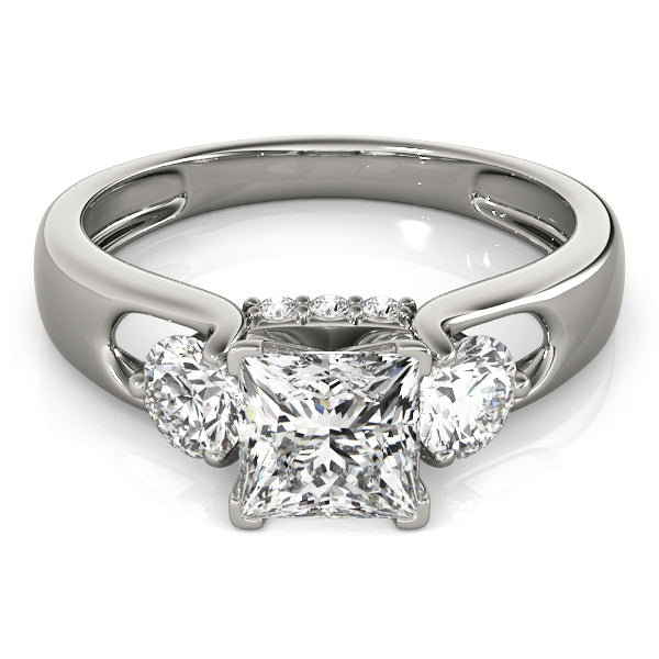 Princess Cut Round Detail Engagement Ring - Michael E. Minden Diamond Jewelers