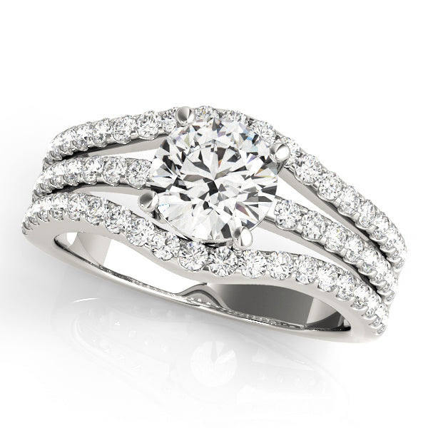 Round Cut Three Row Engagement Ring - Michael E. Minden Diamond Jewelers