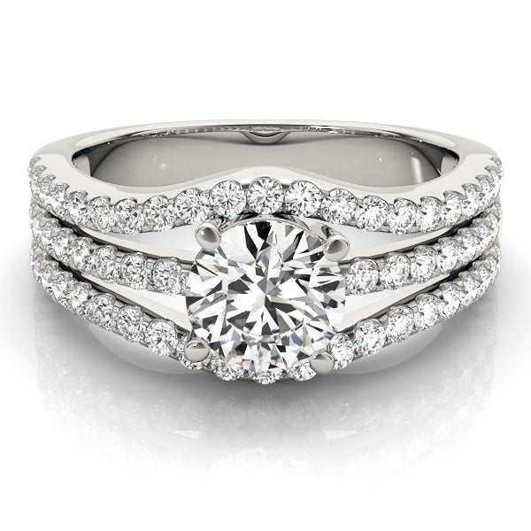 Round Cut Three Row Engagement Ring - Michael E. Minden Diamond Jewelers