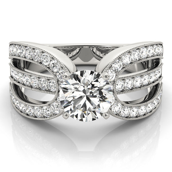 Three Row Milgrain Engagement Ring - Michael E. Minden Diamond Jewelers