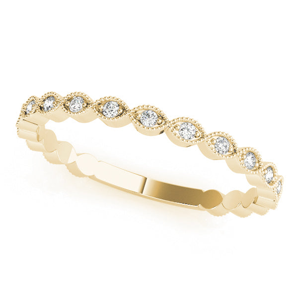 Milgrain Round Diamond Marquise Shape Wedding Ring - Michael E. Minden Diamond Jewelers