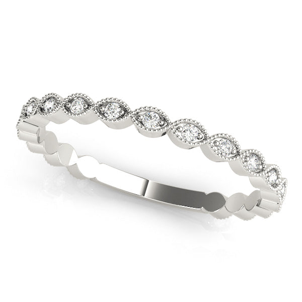 Milgrain Round Diamond Marquise Shape Wedding Ring - Michael E. Minden Diamond Jewelers