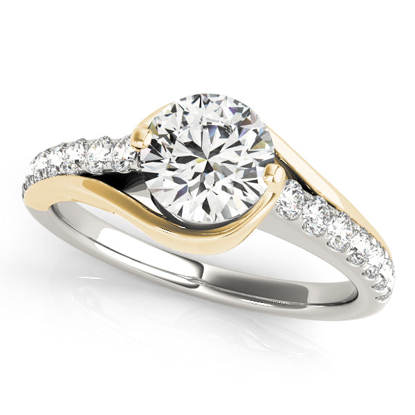Two-Tone Wrapped Halo Engagement Ring - Michael E. Minden Diamond Jewelers