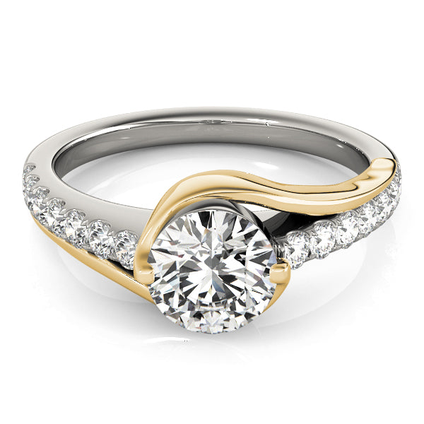 Two-Tone Wrapped Halo Engagement Ring - Michael E. Minden Diamond Jewelers
