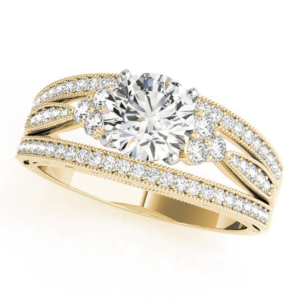 Round Three-Row Milgrain Detailed Engagement Ring - Michael E. Minden Diamond Jewelers