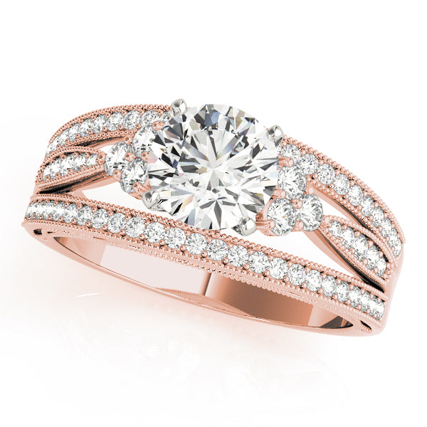 Round Three-Row Milgrain Detailed Engagement Ring - Michael E. Minden Diamond Jewelers