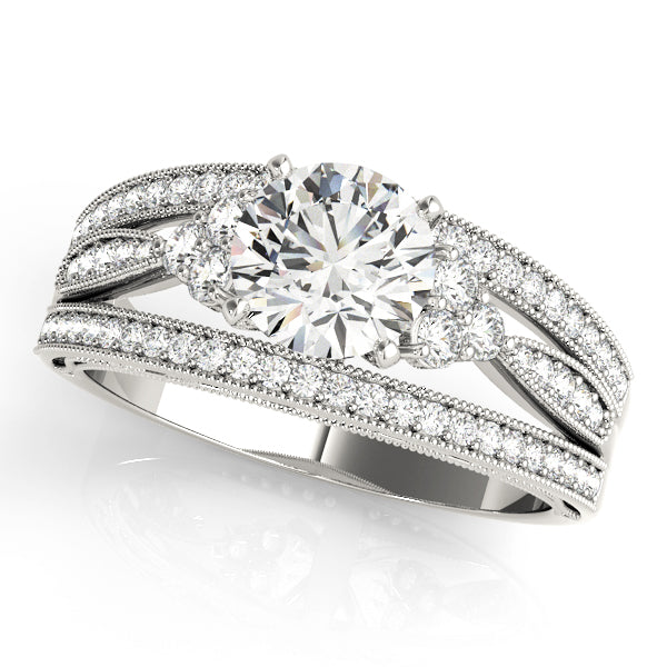 Round Three-Row Milgrain Detailed Engagement Ring - Michael E. Minden Diamond Jewelers