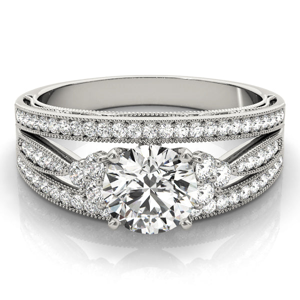 Round Three-Row Milgrain Detailed Engagement Ring - Michael E. Minden Diamond Jewelers