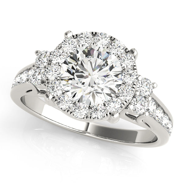 Round Halo Diamond Detail Engagement Ring - Michael E. Minden Diamond Jewelers