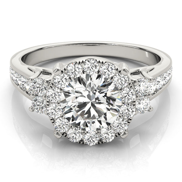 Round Halo Diamond Detail Engagement Ring - Michael E. Minden Diamond Jewelers