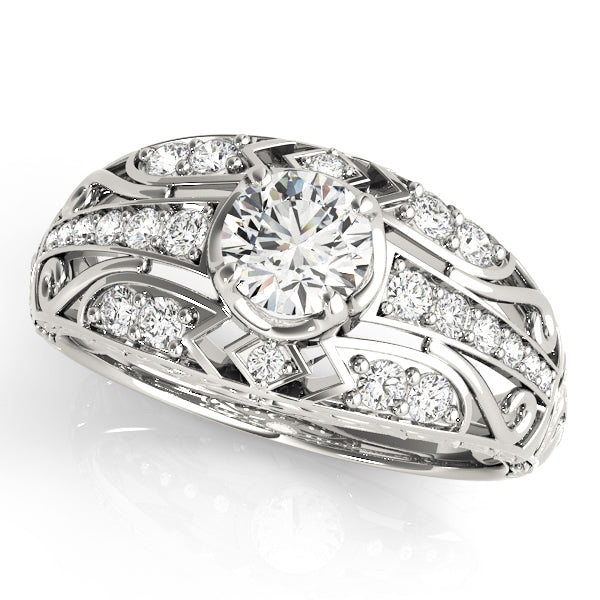 Round Cut Vintage Style Wide Set Engagement Ring - Michael E. Minden Diamond Jewelers