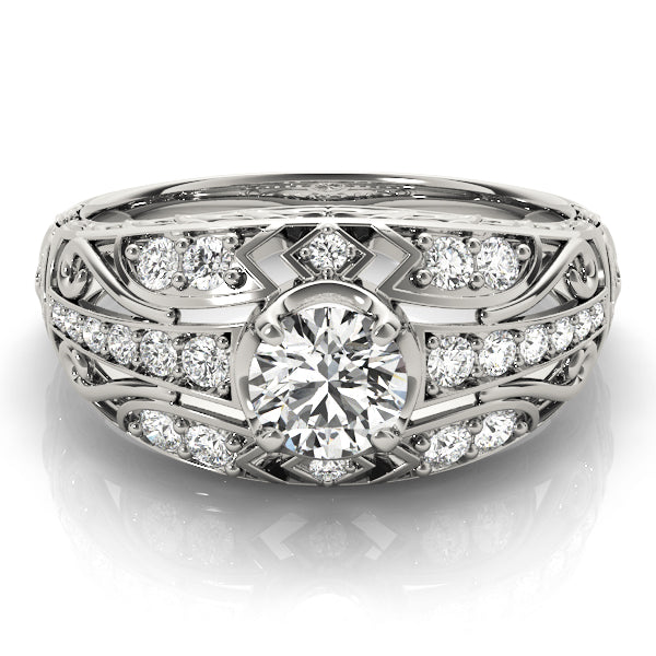 Round Cut Vintage Style Wide Set Engagement Ring - Michael E. Minden Diamond Jewelers