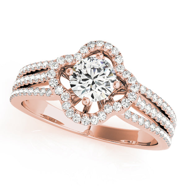 Round Cut Floral Inspired Halo Engagement Ring - Michael E. Minden Diamond Jewelers
