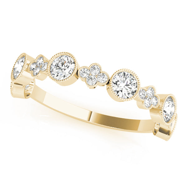 Bezel-Set Alternating Design Wedding Ring - Michael E. Minden Diamond Jewelers