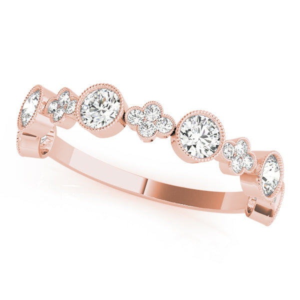 Bezel-Set Alternating Design Wedding Ring - Michael E. Minden Diamond Jewelers