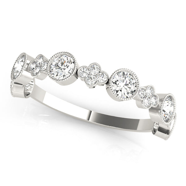 Bezel-Set Alternating Design Wedding Ring - Michael E. Minden Diamond Jewelers