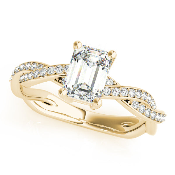 Emerald Shape Diamond Twisted Engagement Ring - Michael E. Minden Diamond Jewelers
