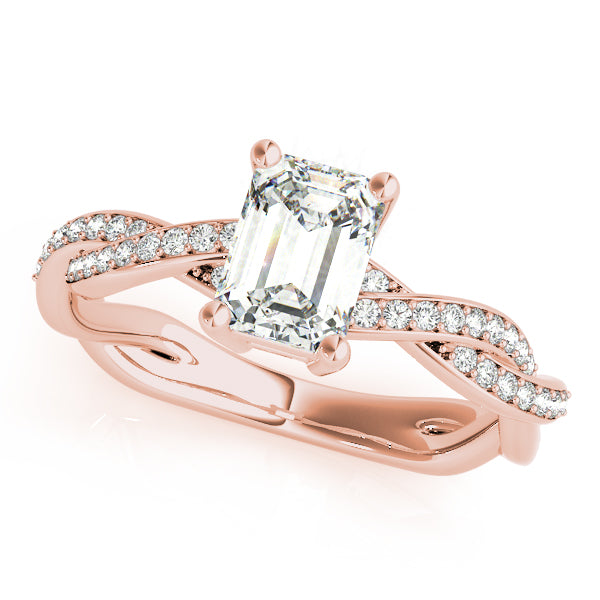 Emerald Shape Diamond Twisted Engagement Ring - Michael E. Minden Diamond Jewelers