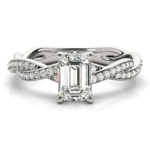 Emerald Shape Diamond Twisted Engagement Ring - Michael E. Minden Diamond Jewelers