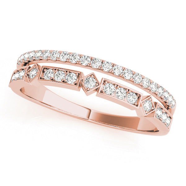 Geometric Stack Split Shank Wedding Ring - Michael E. Minden Diamond Jewelers