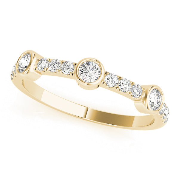 Prong-Set with Three Bezel-Set Detail Wedding Ring - Michael E. Minden Diamond Jewelers